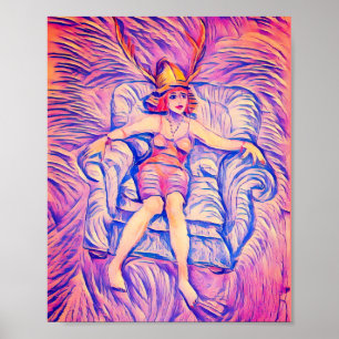 Poster Mulher num Chapéu Emplumado