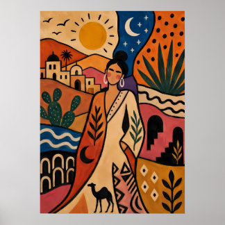 Poster Mulher Oasis Marroquino Dia e Noite
