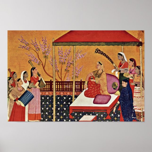 Pôster Mulher Ouve Música Por Indischer Maler Um (Frente)