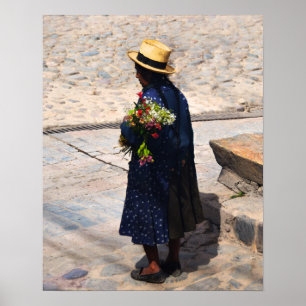 Pôster Mulher peruana que guardara flores