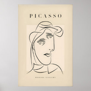 Poster Mulher Picasso Chapéu Perfil Arte Abstrata em Linh
