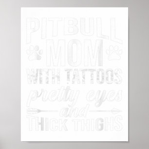 Poster Mulher Pitbull Mãe Com Tatuagens Bonito Olhos Espe