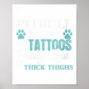 Poster Mulher Pitbull Mãe Tattoos Cachorro Cachorro Caçad