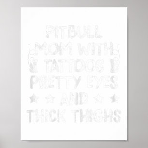 Poster Mulher Pitbull Mãe Tattoos Cão Cão Cão Dia de as m