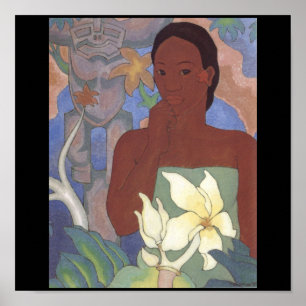 Poster Mulher polinésia e Tiki por Arman Manookian, 1929
