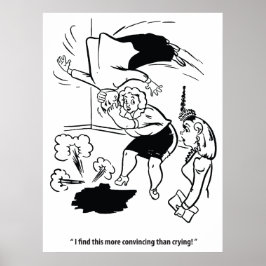 Poster Mulher Praticando Judô no Marido, Humor, Engraçado