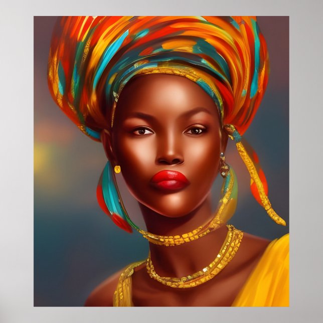 Poster mulher princesa africana 3 jóias de ouro (Frente)