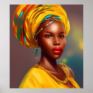 Poster mulher princesa africana 4 jóias de ouro