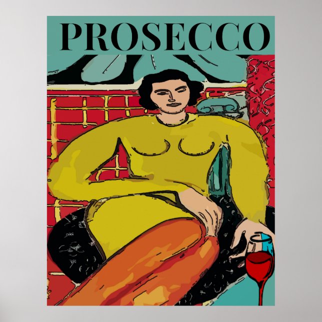 Poster Mulher Prosecco, Vinho (Frente)