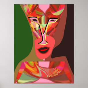 Pôster Mulher que escuta a música quente