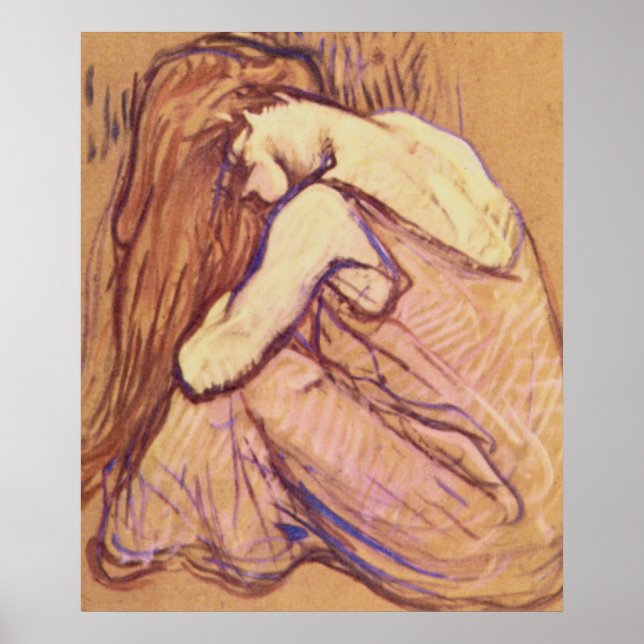 Poster Mulher que vem com o cabelo por Henri de Toulouse- (Frente)