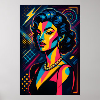 Poster Mulher Retro Glam Pop Art