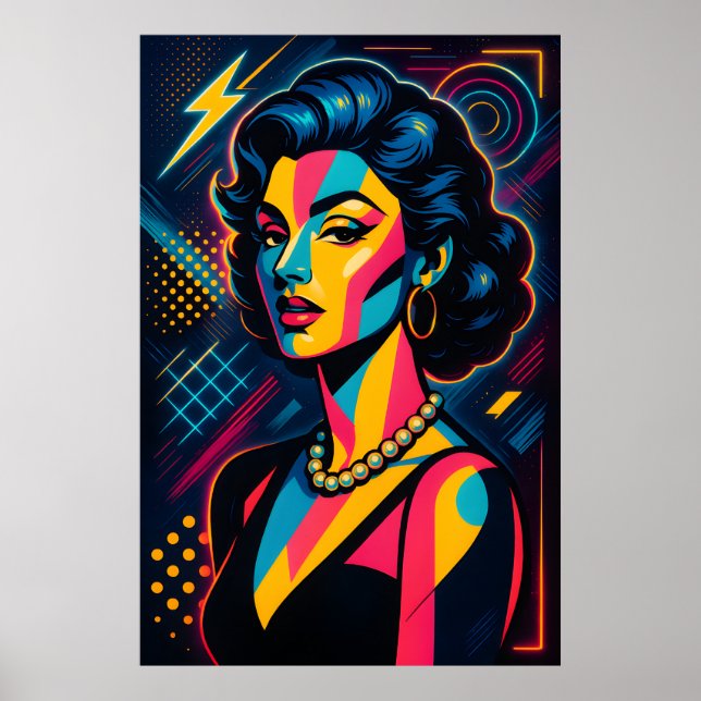 Poster Mulher Retro Glam Pop Art (Frente)
