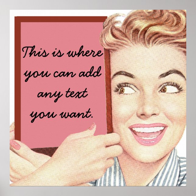 Pôster Mulher retrô segurando um sinal (Frente)