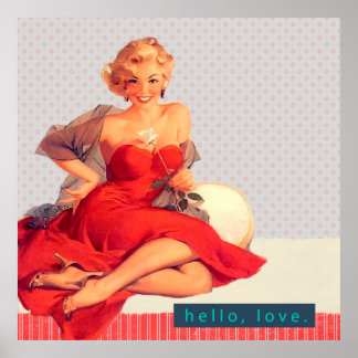Pôster Mulher-retrora no estilo de vintagem do vestido ve