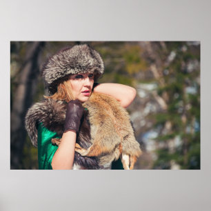 Poster Mulher retrora no inverno