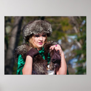 Poster Mulher retrora no inverno