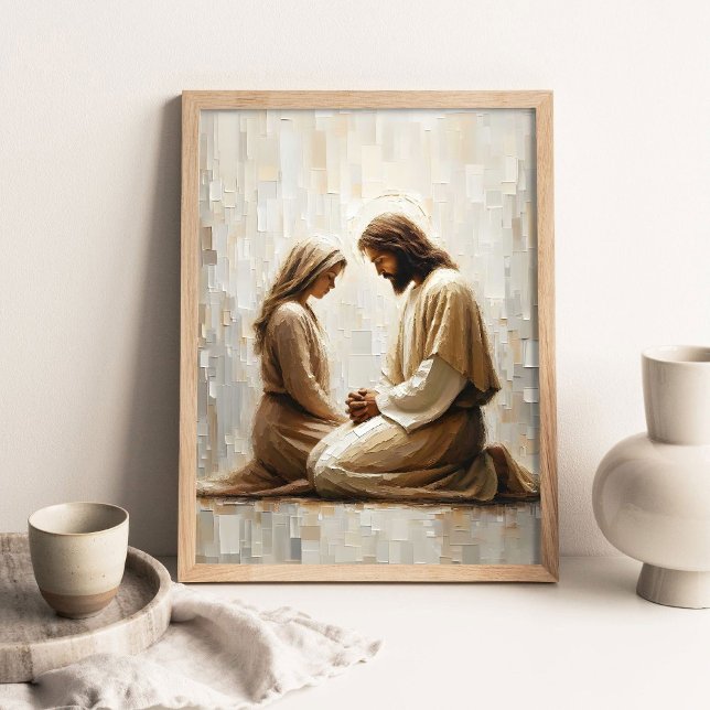 Poster Mulher Rezando com Jesus, Arte Cristã, Jesus e (Criador carregado)