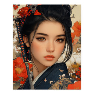 Pôster Mulher Samurai, Guerreira Samurai