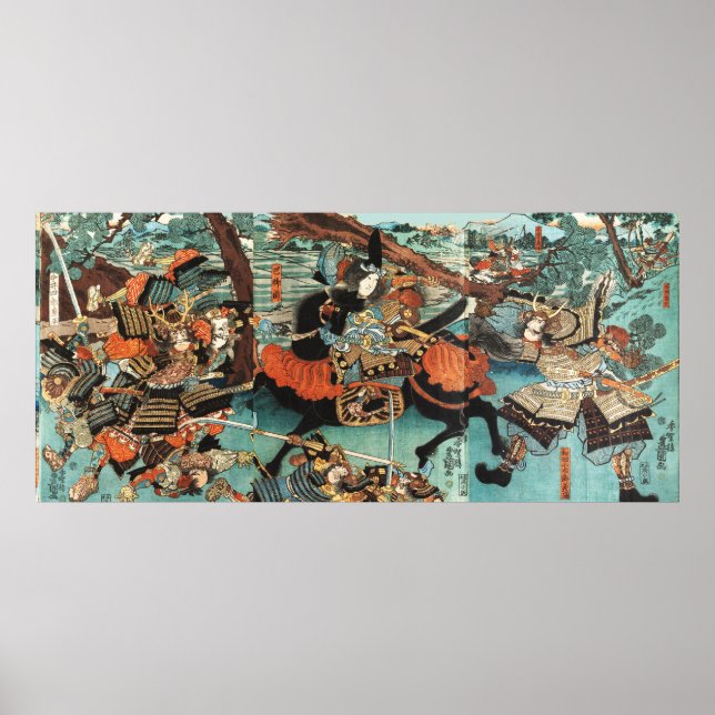 POSTER MULHER SAMURAI TOMOE GOZEN HORSEBACK NA BATALHA (Frente)