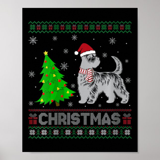 Poster Mulher Scottie Dog Xmas Tree Lighting Ugly Christm (Frente)