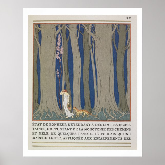 Pôster Mulher seguida de Leopardo, ilustração de Le (Frente)