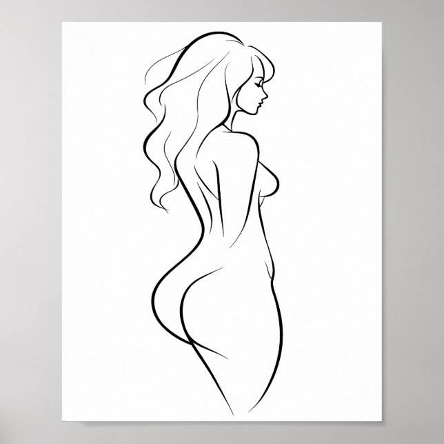 Poster Mulher sensual arte de linha corporal esboço minim (Frente)