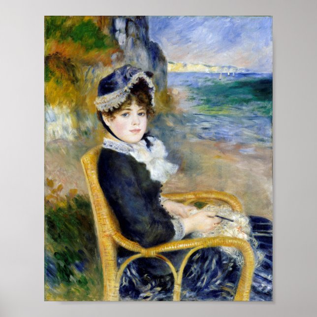 Poster Mulher sentada ao mar por Pierre-Auguste Renoir (Frente)