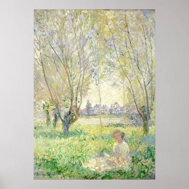 Poster Mulher sentada em Willows - Claude Monet Fine Art (Frente)
