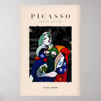 Poster Mulher Sentada Lendo Figura Abstrata Arte de Picas