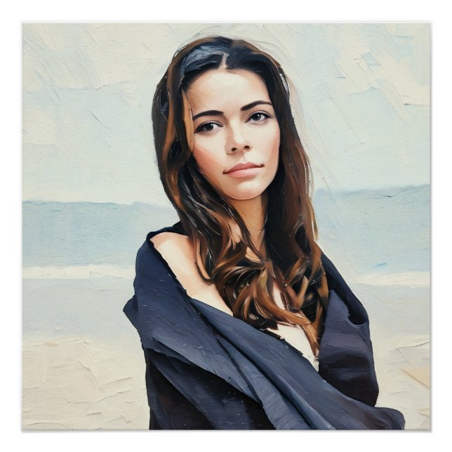 Pôster Mulher Serena Presa Pelo Oceano (Frente)