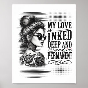 Poster Mulher Solteiro Tatuada Mulher Inclina Para Anti