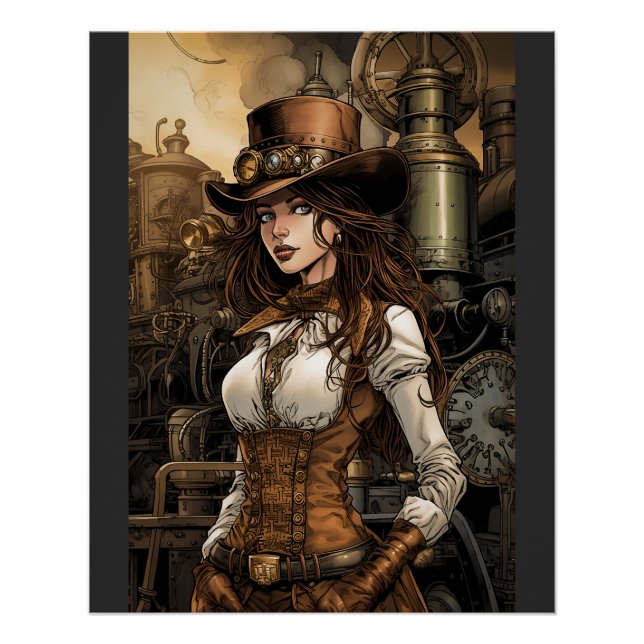 Pôster Mulher Steampunk (Frente)