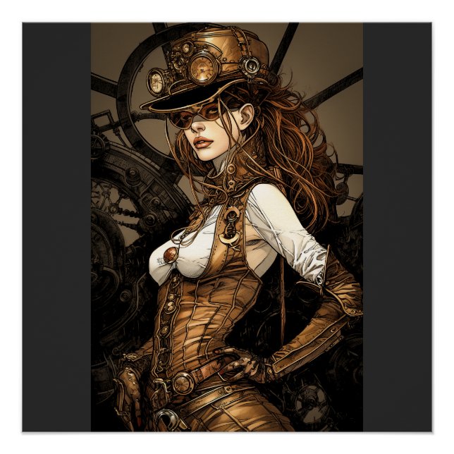 Pôster Mulher Steampunk (Frente)