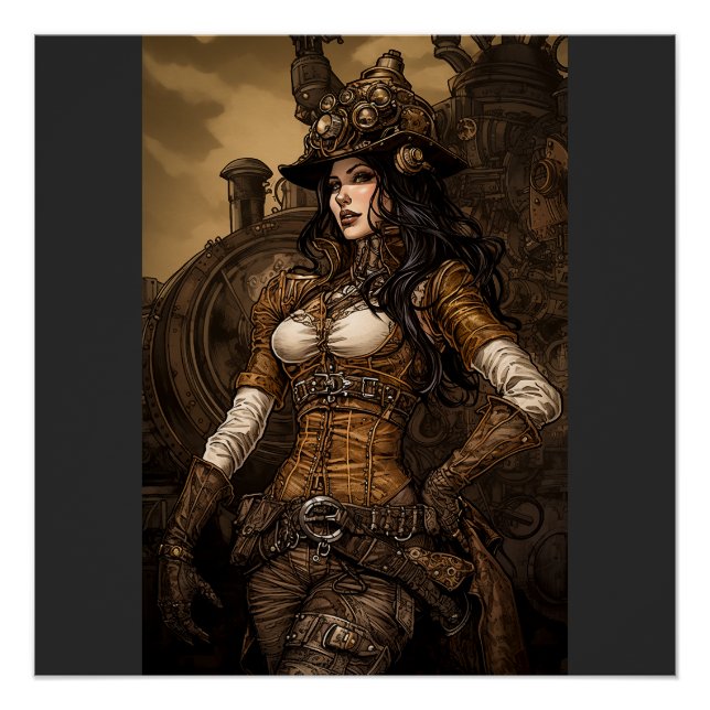 Pôster Mulher Steampunk (Frente)