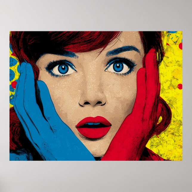 Poster Mulher surpreendida na Pop Art (Frente)