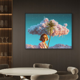 Poster Mulher Surrealista com Palmeira