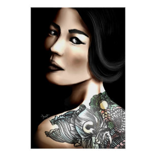 Pôster Mulher tatuada japonesa