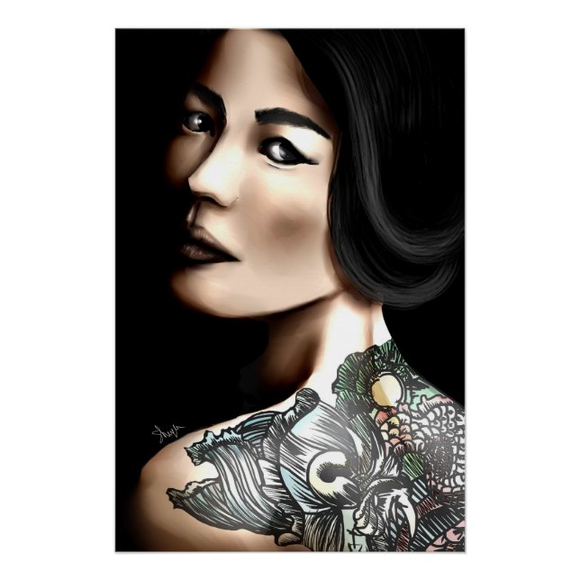 Pôster Mulher tatuada japonesa (Frente)