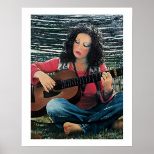 Poster Mulher Tocando Música Com Violão