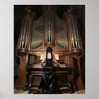 Poster Mulher Tocando um Grande Órgão