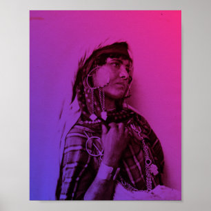 Poster Mulher Tradicional Tunisina do Magrebe Vermelho Ro