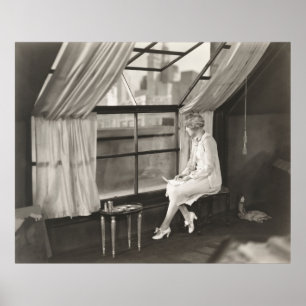 Poster Mulher triste olhando pela janela1940s, mulher, vi