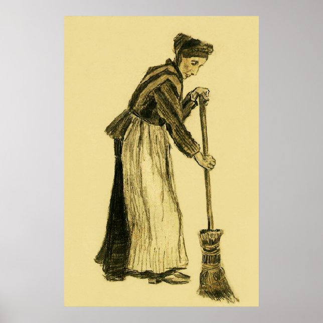 Pôster Mulher Van Gogh com Broom Fine Art (Frente)