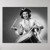 Mulher vestida de baterista americana