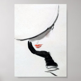 Poster Mulher Vestindo Luva Negra Vintage Minimalista