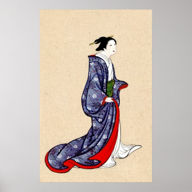 Pôster Mulher Vestindo Robe e Kimono 1878 (Frente)