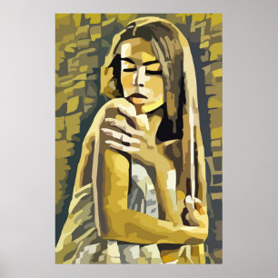 Poster Mulher Vestindo Torre Abstrato
