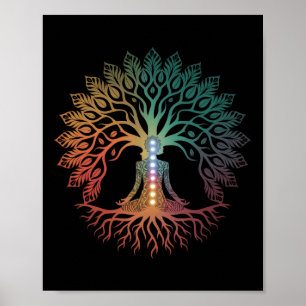 Poster Mulher Vida Árvore Yoga Chakra Espiritual