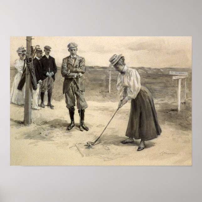 Pôster Mulher Vintage Golf Fashion, 1890 (Frente)